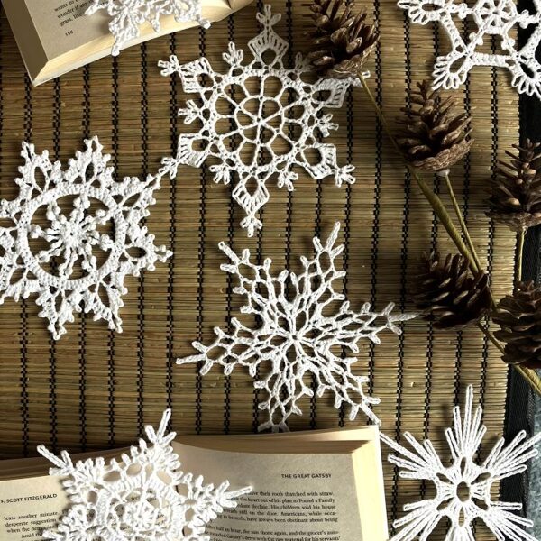 Crocheted snowflakes